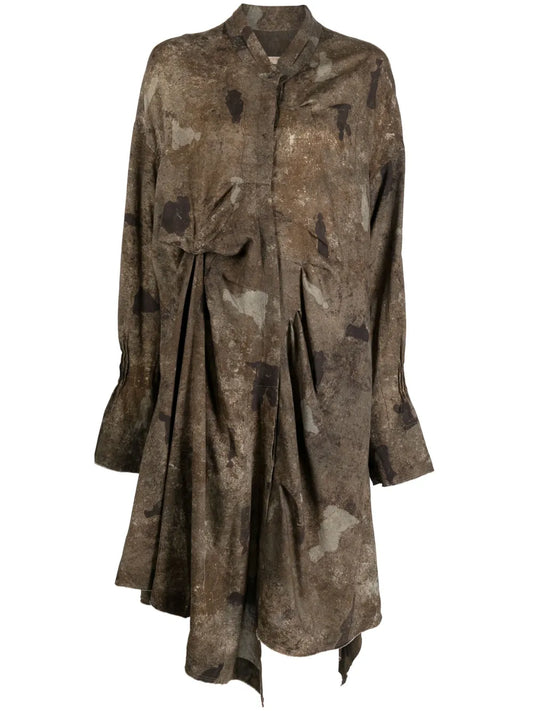 Irratic Fold Collage Shirtdress