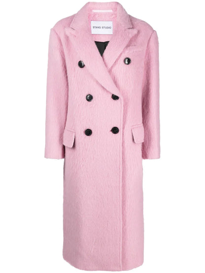 Essa Brushed Double-Breasted Wool-Blend Coat