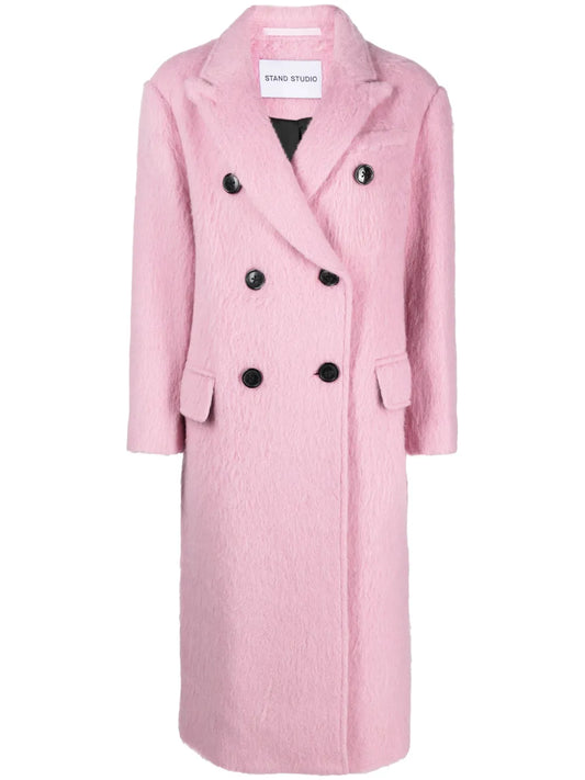Essa Brushed Double-Breasted Wool-Blend Coat