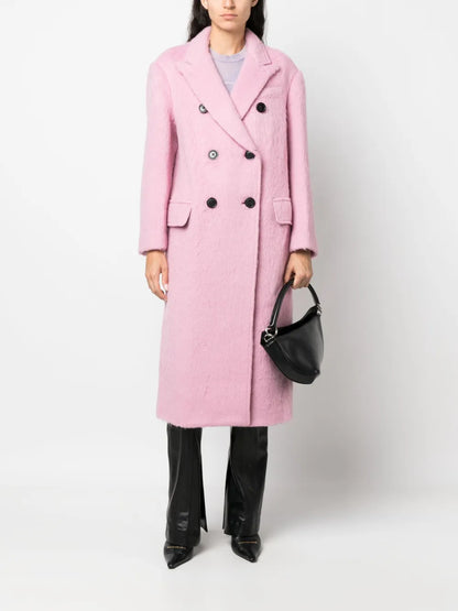 Essa Brushed Double-Breasted Wool-Blend Coat