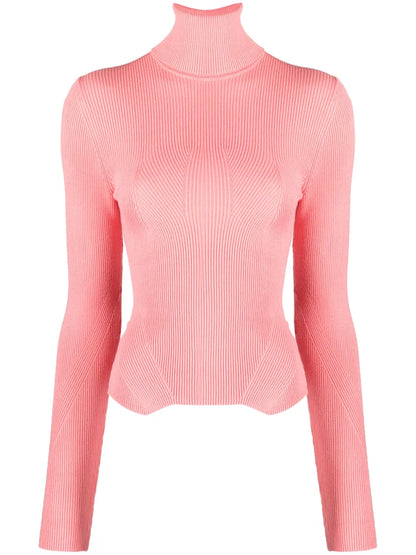 Roll-Neck Ribbed Jumper