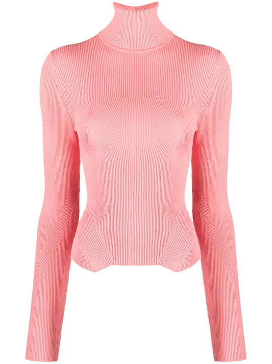 Roll-Neck Ribbed Jumper