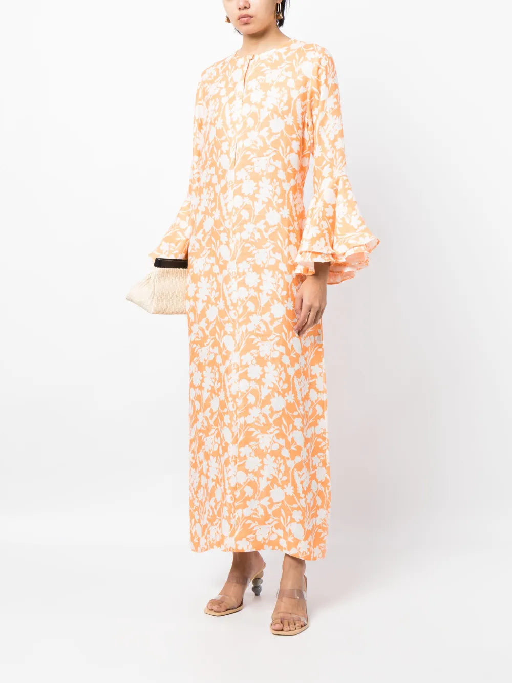 Floral-Print Ruffled Kaftan Dress