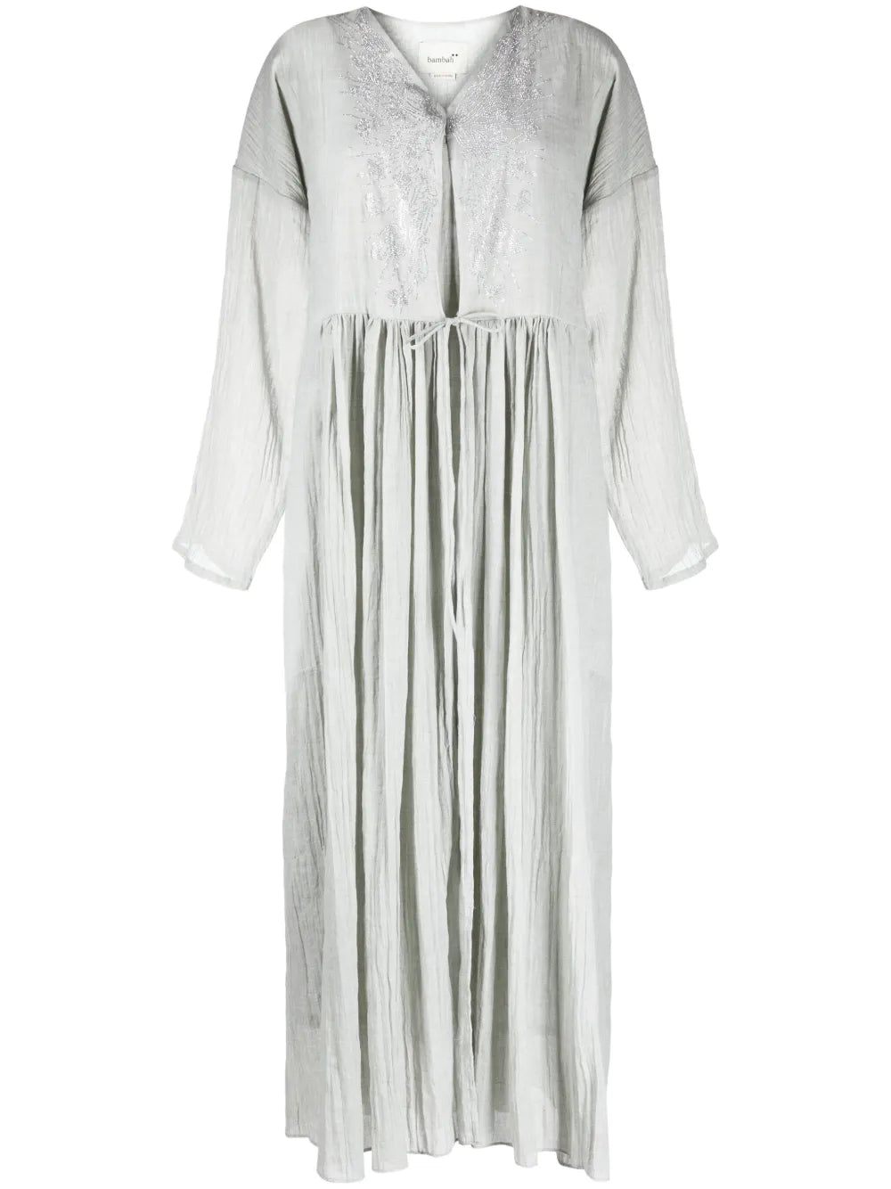 Embroidered Pleated Kaftan Dress