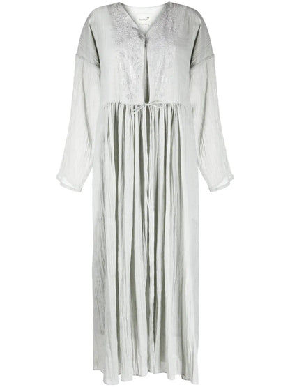 Embroidered Pleated Kaftan Dress