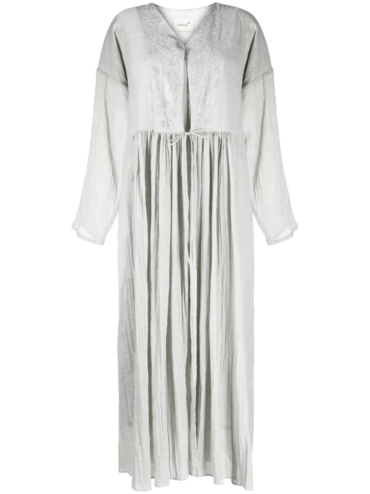 Embroidered Pleated Kaftan Dress