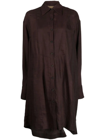 Layered Draped-Detail Shirtdress