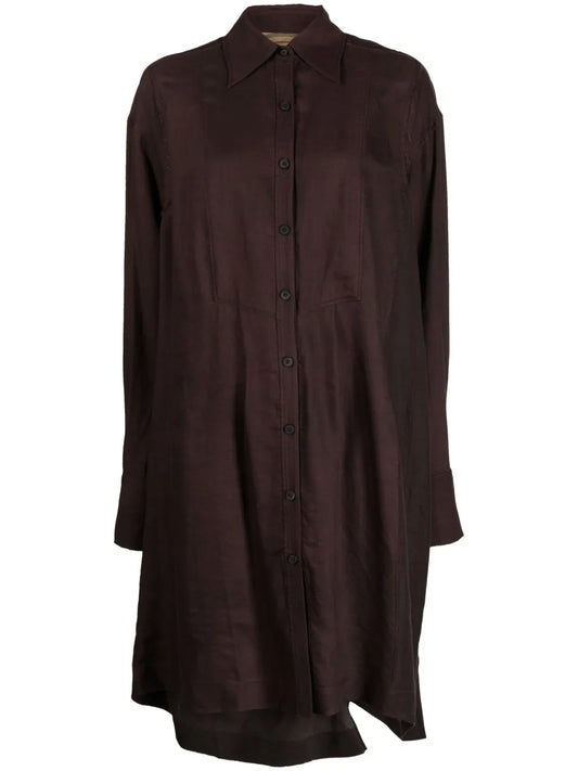 Layered Draped-Detail Shirtdress
