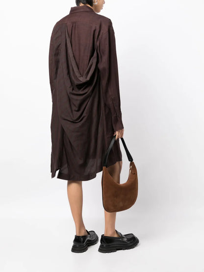 Layered Draped-Detail Shirtdress