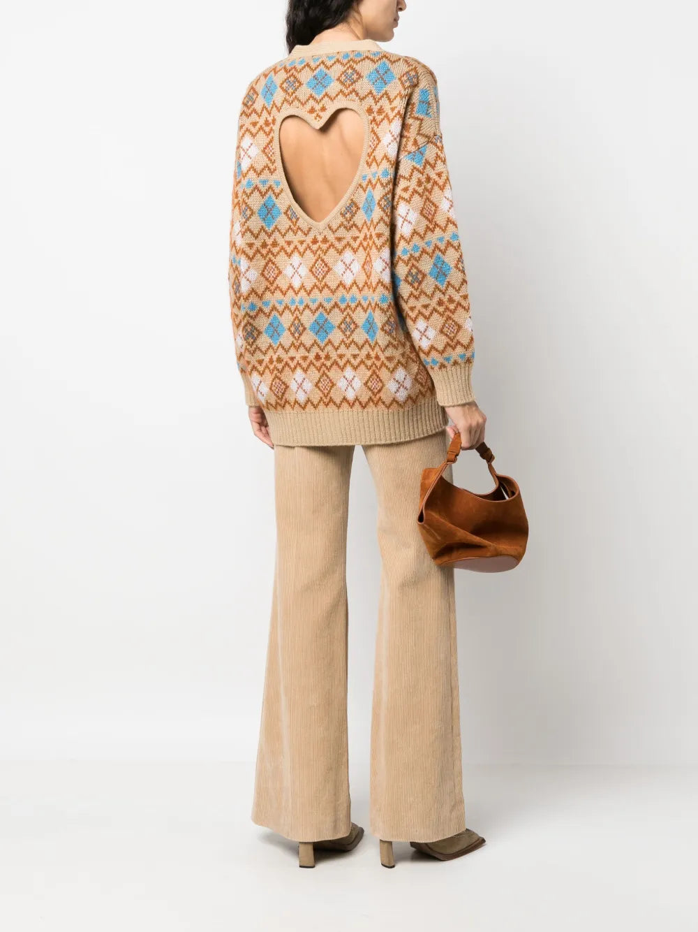 Geometric-Print Wool Cardigan