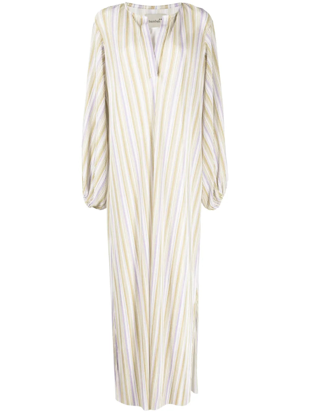 Striped Plissé Kaftan Dress