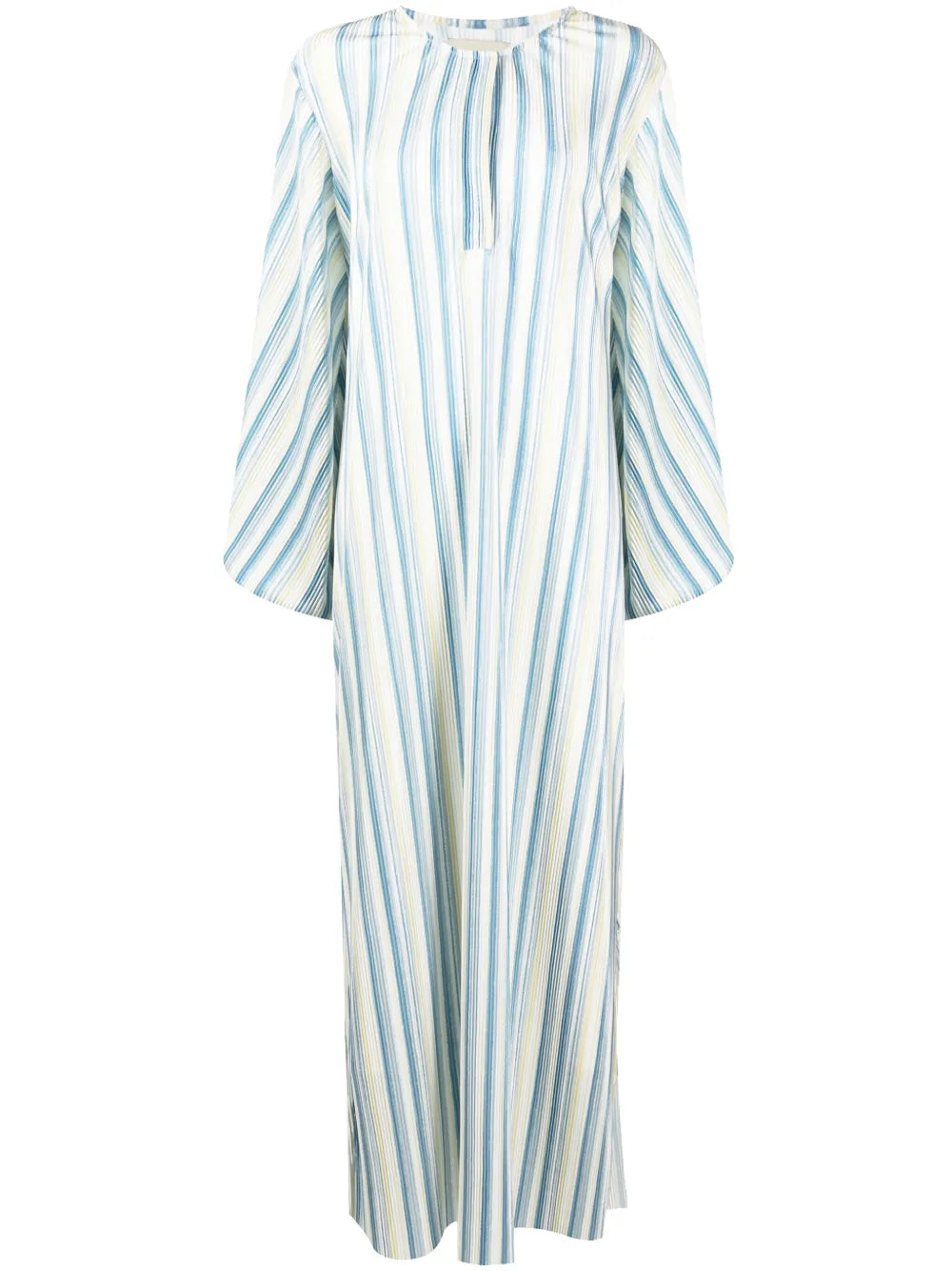 Striped Plissé Kaftan Dress