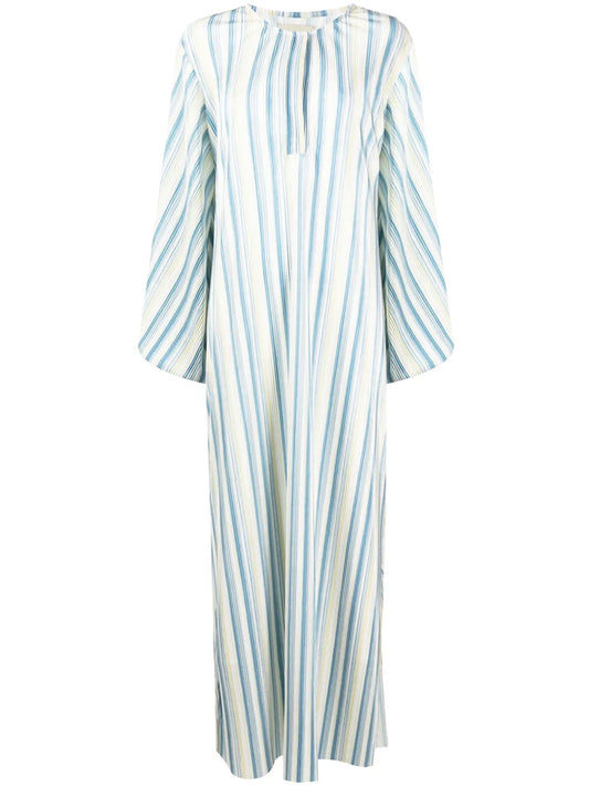 Striped Plissé Kaftan Dress