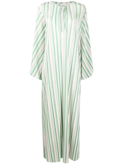 Striped Plissé Kaftan Dress