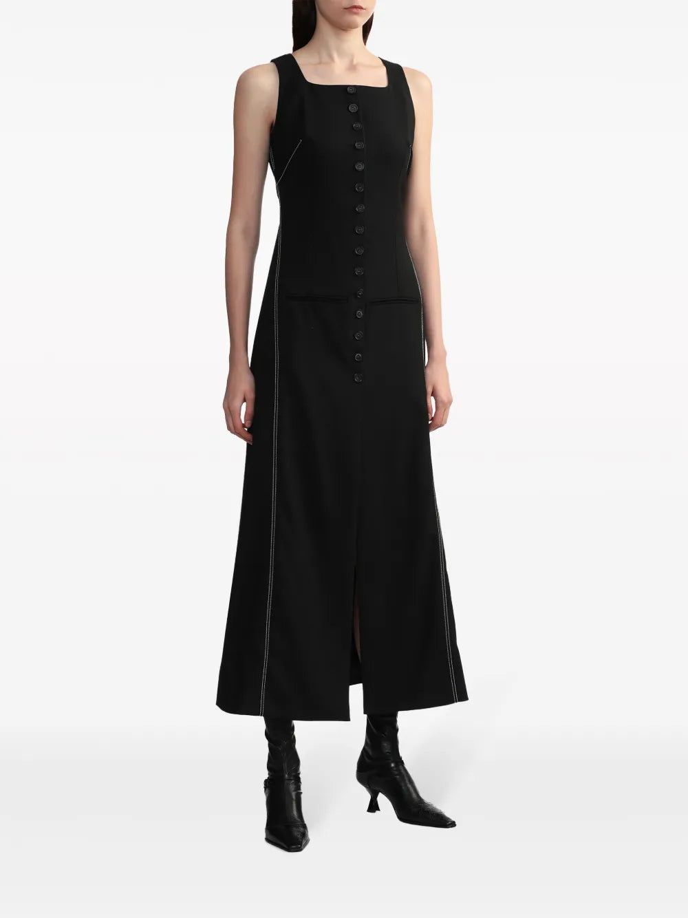 Button-Down Flared Midi Dress