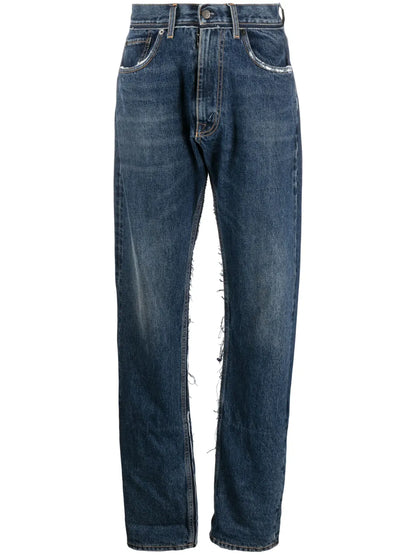 Ripped Straight-Leg Jeans