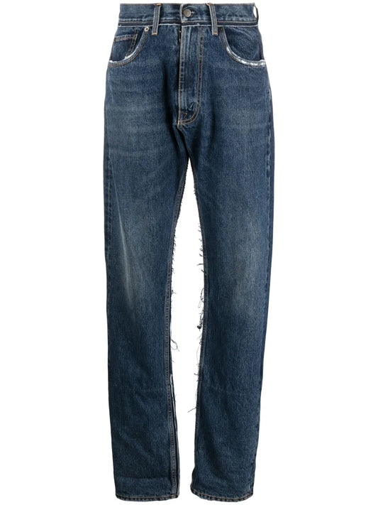 Ripped Straight-Leg Jeans
