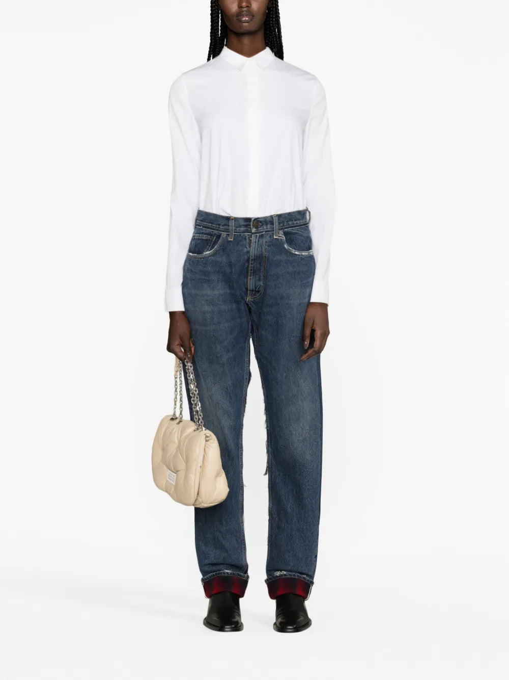 Ripped Straight-Leg Jeans