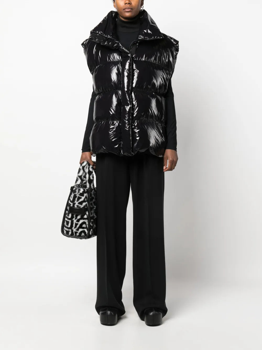 Glossy Padded Zip-Up Gilet