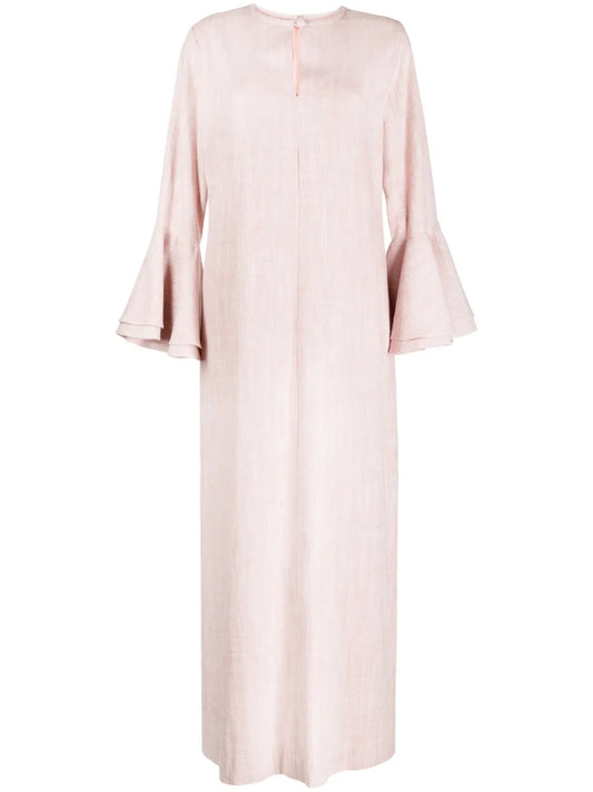 Linen Ruffled Kaftan Dress