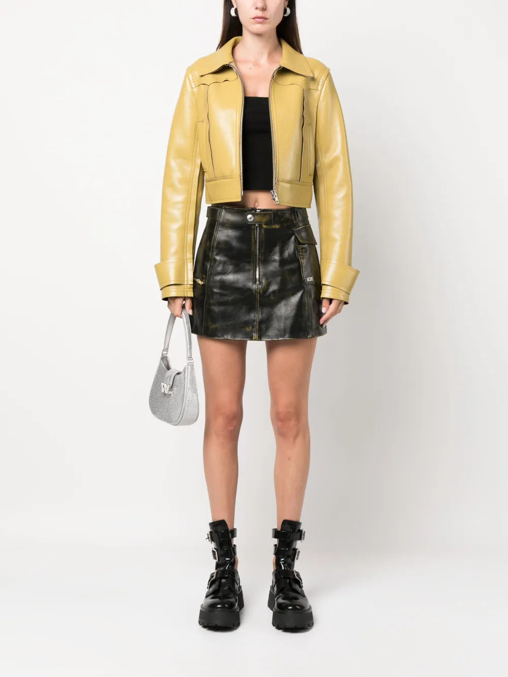 Biker Leather Cargo Miniskirt