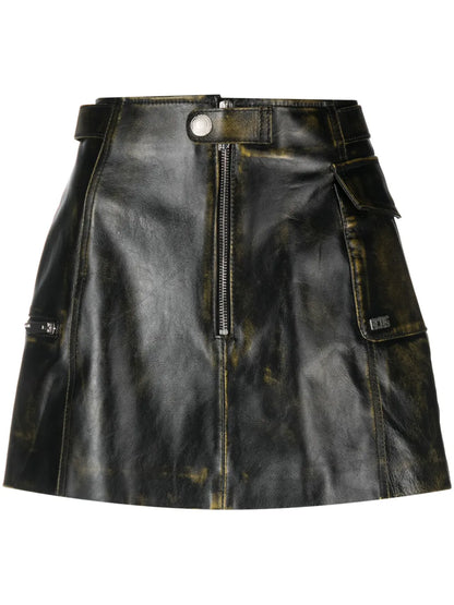 Biker Leather Cargo Miniskirt