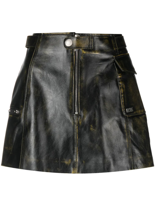 Biker Leather Cargo Miniskirt