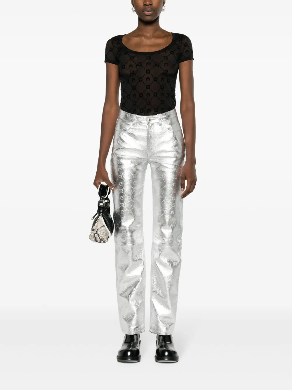 Crescent Moon-Motif Mesh Top