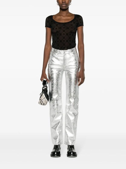 Crescent Moon-Motif Mesh Top