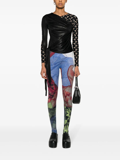 Regenerated Crescent Moon-Print Top