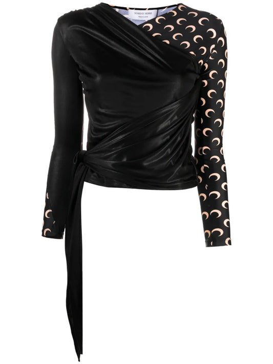 Regenerated Crescent Moon-Print Top