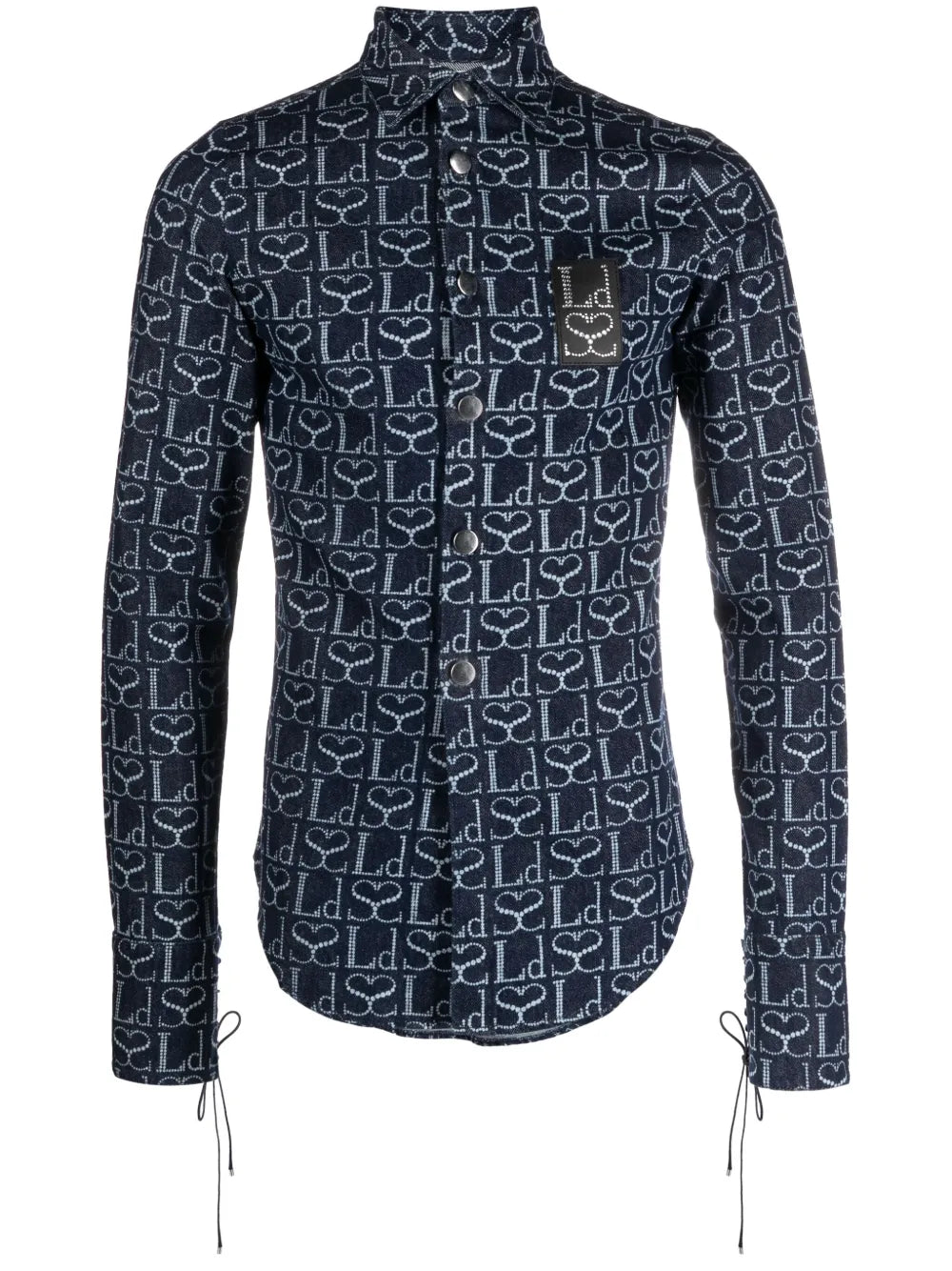 Monogram-Print Logo-Patch Shirt