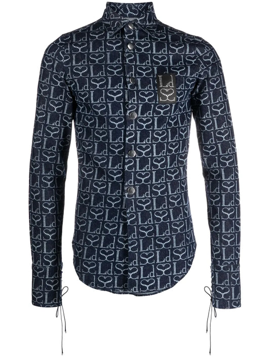 Monogram-Print Logo-Patch Shirt