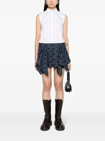 Monogram-Pattern Asymmetric Miniskirt