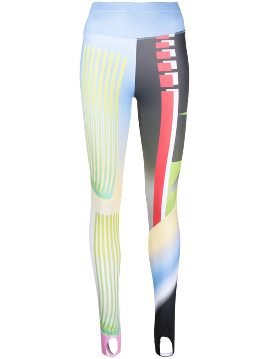 Abstract-Print Stirrup-Cuffs Leggings