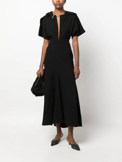 Ruched A-Line Midi Dress