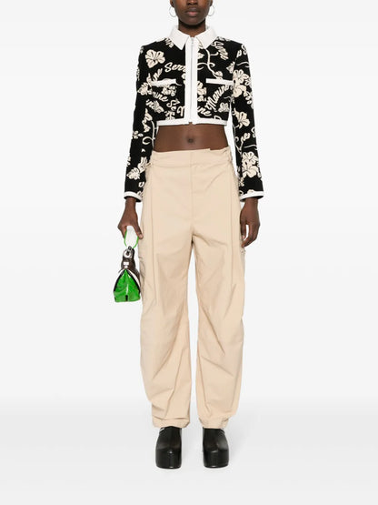 Patterned-Jacquard Cropped Jacket