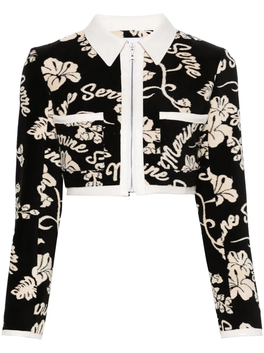 Patterned-Jacquard Cropped Jacket