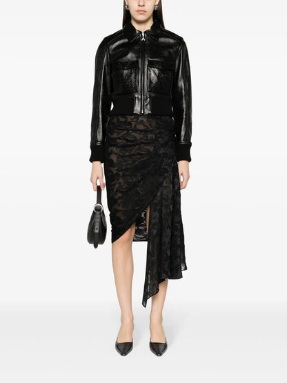 Embossed-Logo Leather Jacket