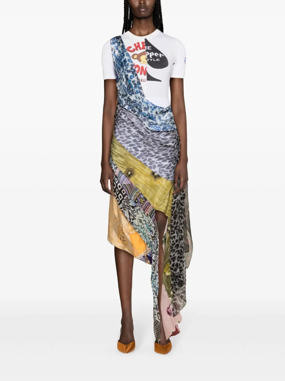 Regenerated Silk-Scarves T-Shirt Dress