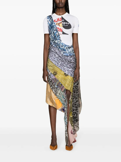 Regenerated Silk-Scarves T-Shirt Dress