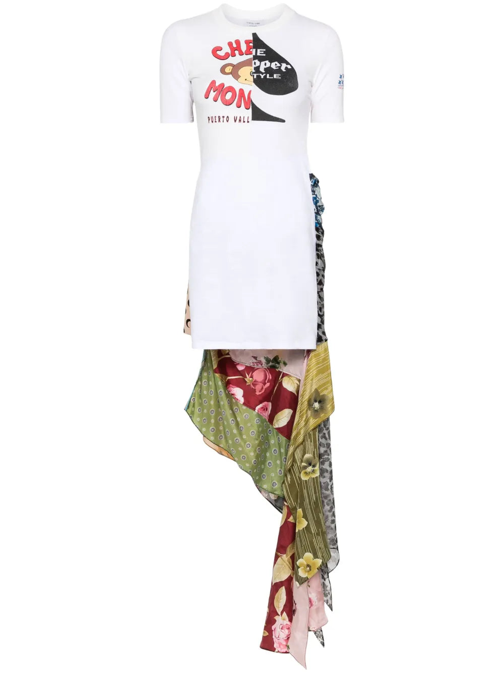 Regenerated Silk-Scarves T-Shirt Dress