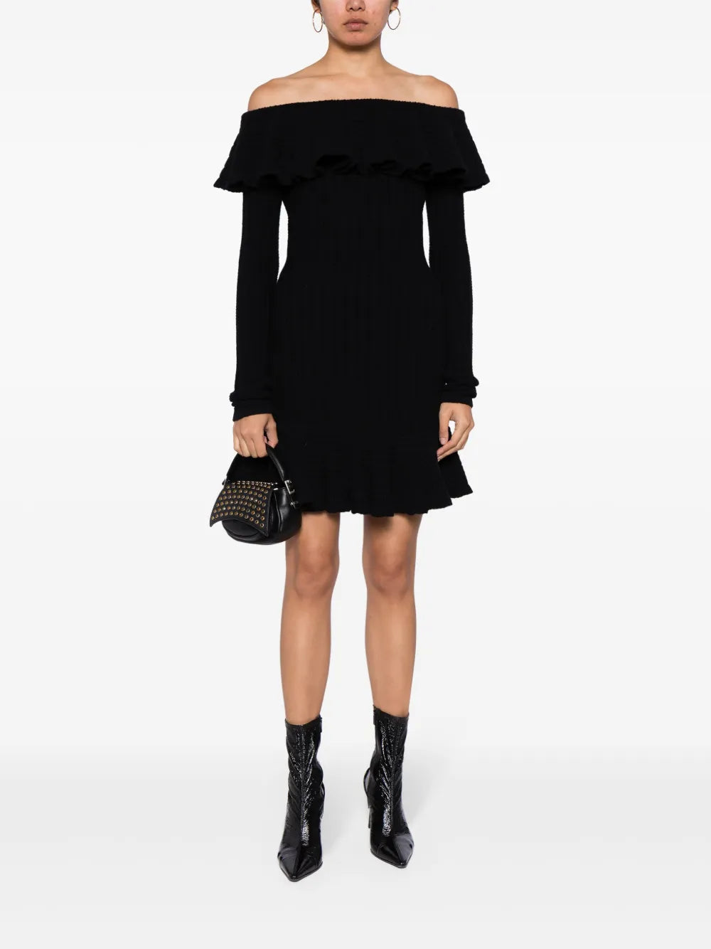 Square-Neck Wool Minidress