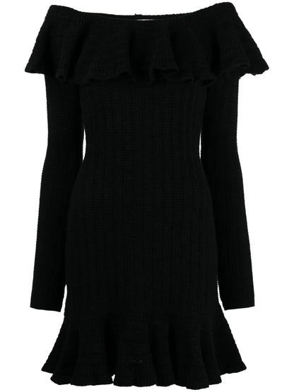 Square-Neck Wool Minidress
