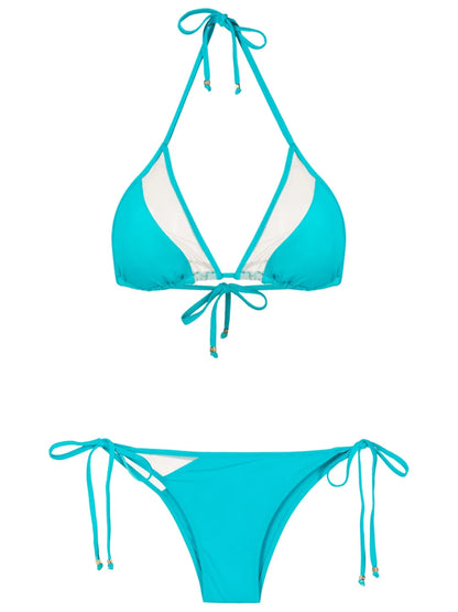 Sheer-Panels Triangle Bikini