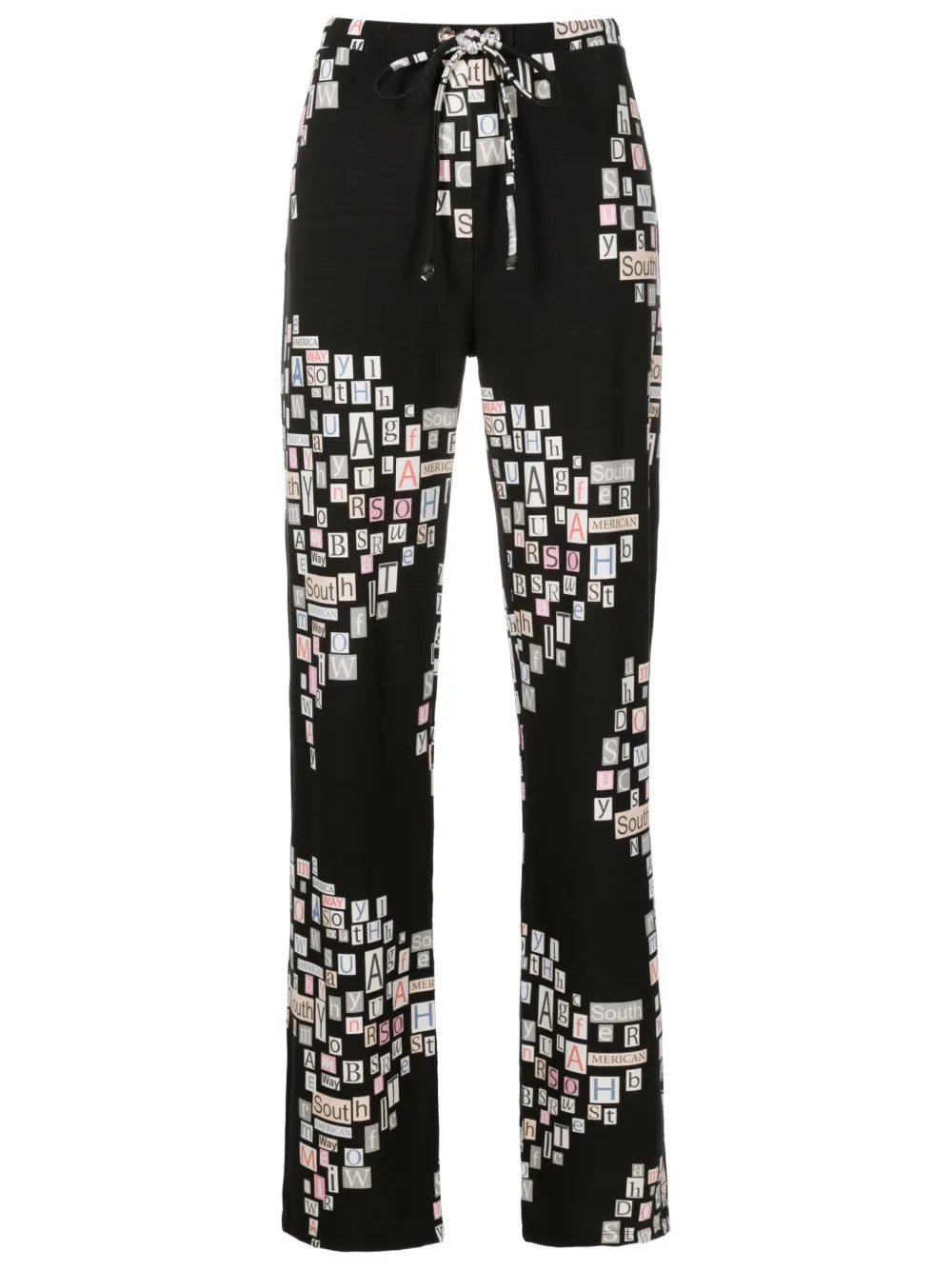 Text-Print Straight-Leg Trousers