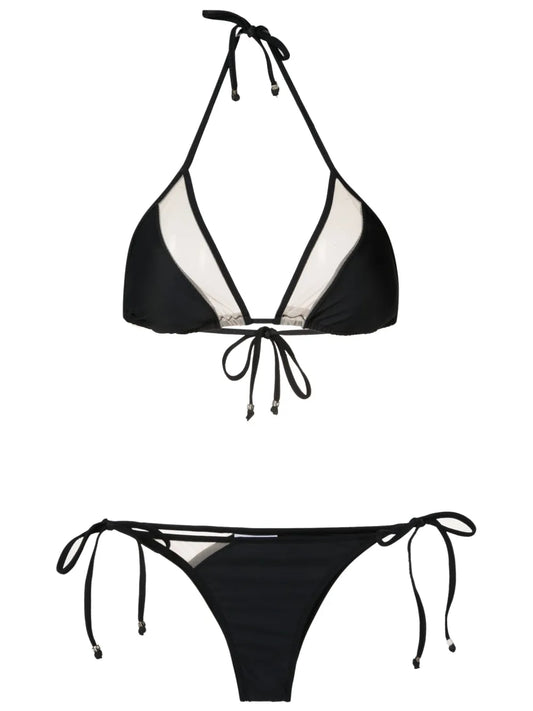 Sheer-Panels Triangle Bikini