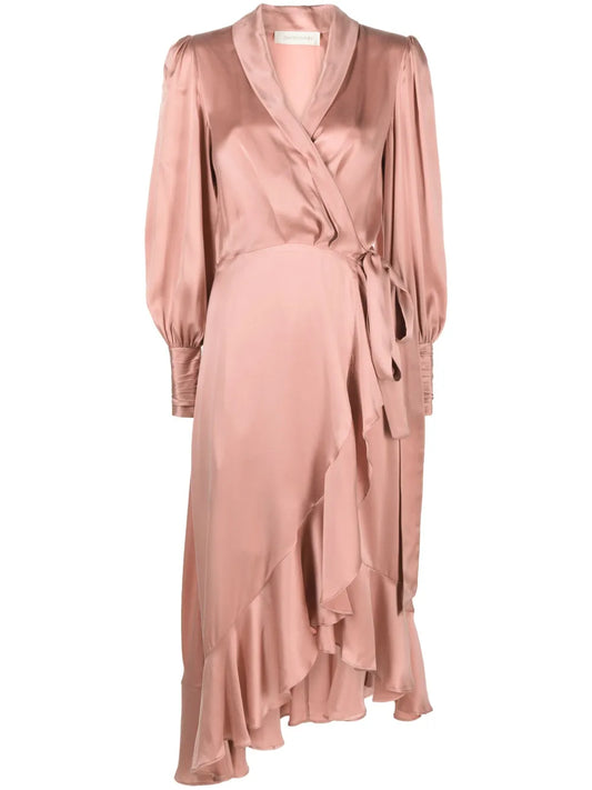 Wrap Silk Midi Dress