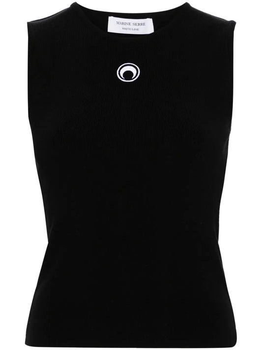 Crescent Moon-Embroidered Tank Top