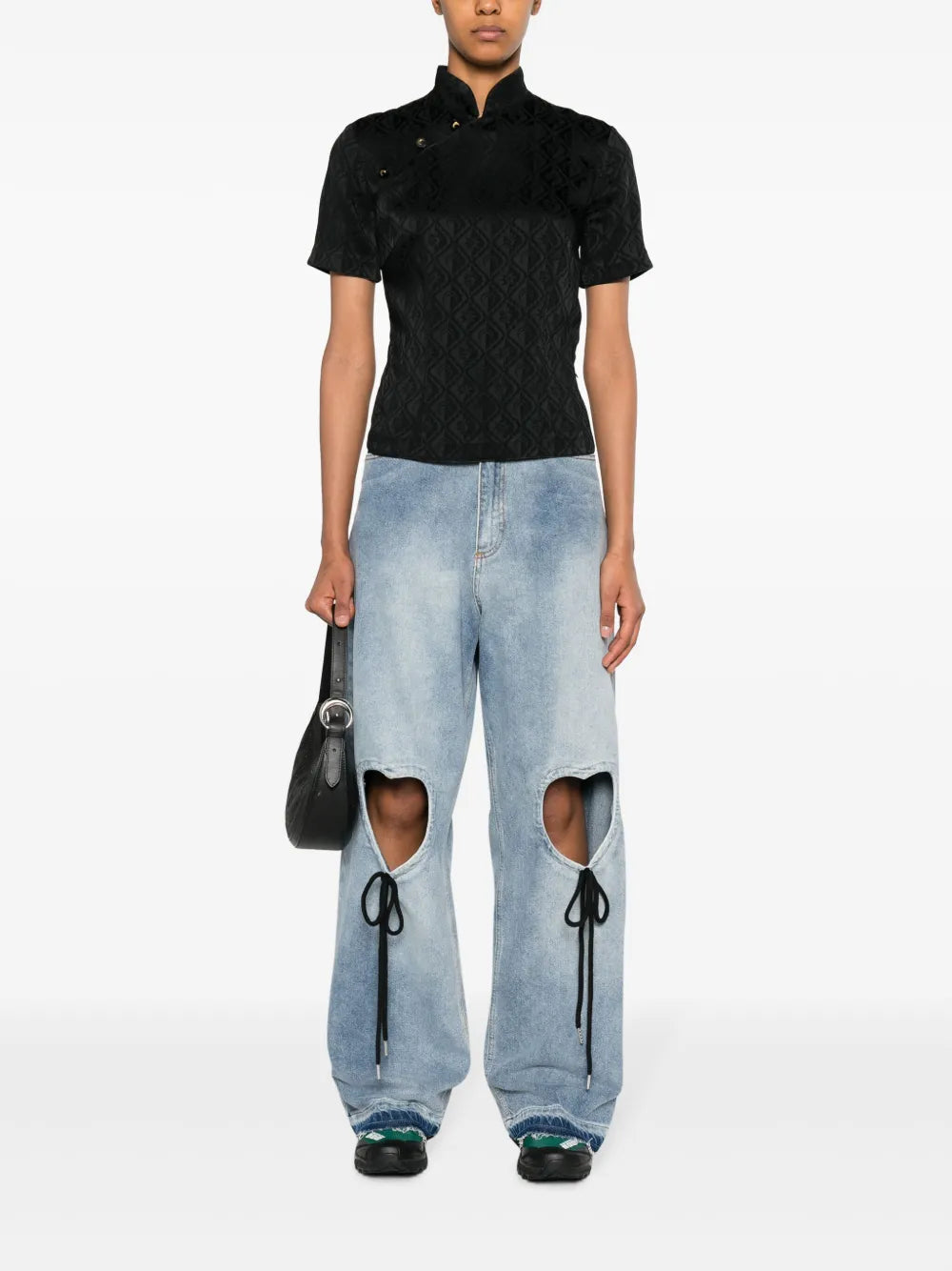 Crescent Moon-Panelled Jacquard Top